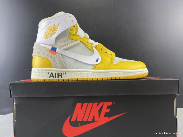 Jordan Powder Air White Off-White AQ0818-149 Yellow-Cone x 1 Dark NRG 0627